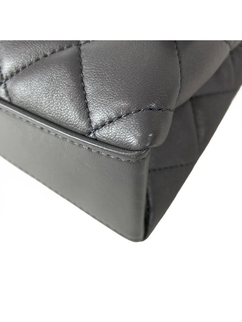 Chanel Shoulder Bag Mini Flap Quilted Gray Lambskin